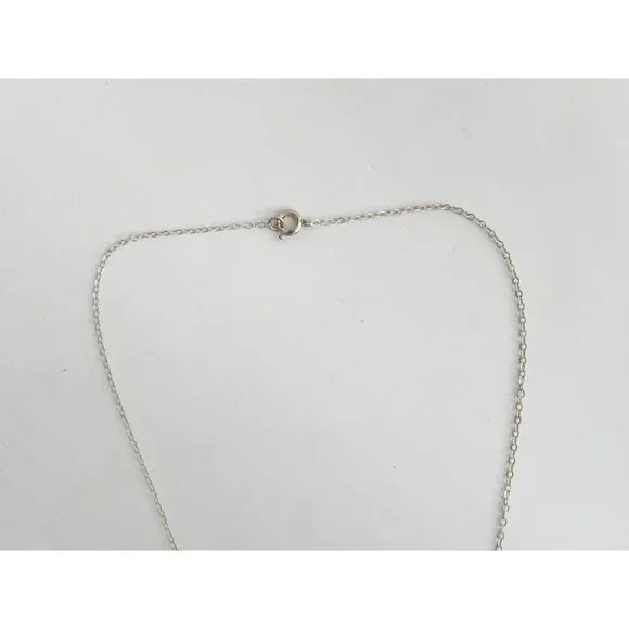 Freeform Turquoise Gemstone Sterling Silver 925 Vintage Pendant Necklace - 16" - Picture 5 of 15